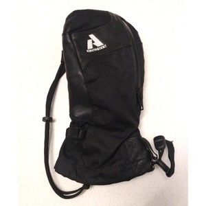 First Ascent Black Glove Mitt Red Leather Heart Sample Size S FLAW LEFT ONLY